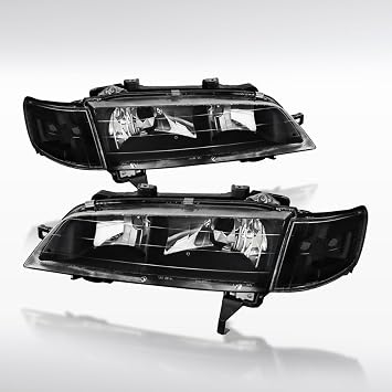 Autozensation Compatible with 1994-1997 Honda Accord Black Headlights + Clear Corner Turning Signal Lamps L + R Pair