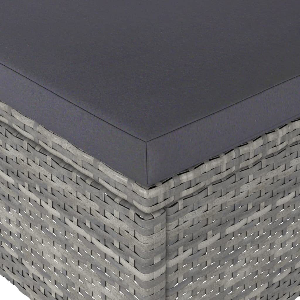 Juego de 4 sillas y taburetes de jardín de ratán gris con acolchado, acero recubierto de polvo, 2 sillas y 2 taburetes, resistente a la intemperie, para balcón, terraza, jardín, exterior
