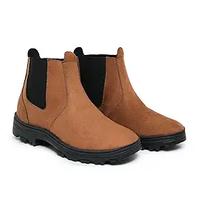 Bota Chelsea Masculina em Camurça, Solado Antiderrapante de Borracha, Salto Bloco 4cm, Confortável para Trabalho e Dia a Dia