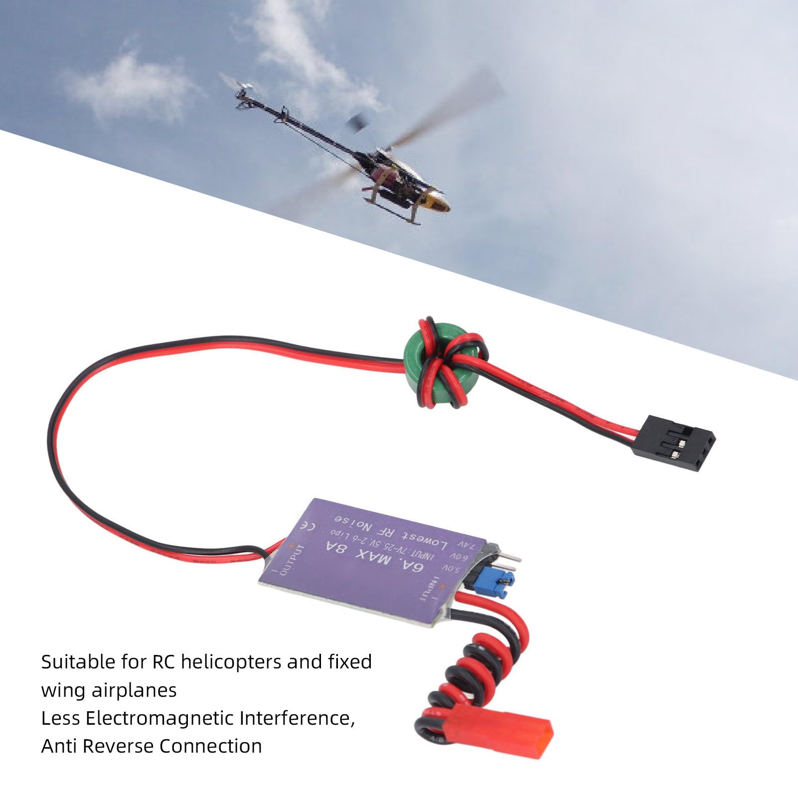 Modulo Regolatore di Tensione UBEC Esterno per Elicotteri RC, Ingresso Pacco Batteria 7-25,5 V, Uscita 5 V 6 V 7,4 V 6 A