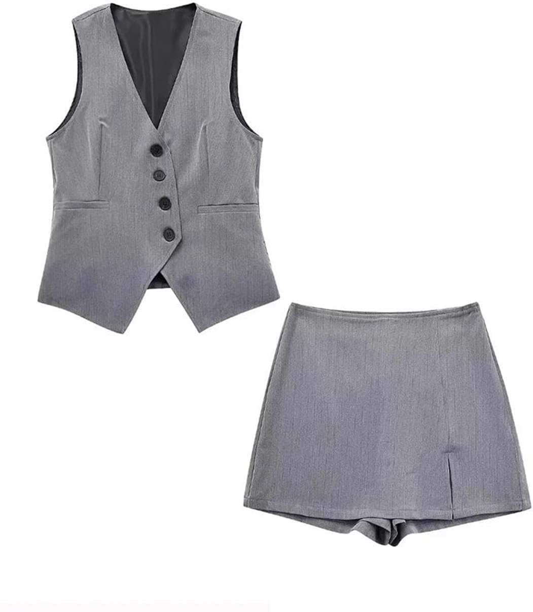 Women Suit Solid V Neck Single Breasted Pockets Blazer Zipper Straight Shorts Fashion Sets