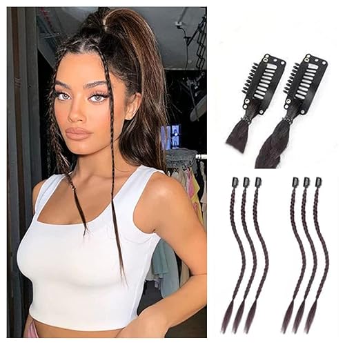 Extensiones de cabello trenzado con clip, 6 piezas de trenzas de bebé de 18 pulgadas de largo, cortina frontal con flequillo lateral natural, Extensiones de cabello trenzado con clip, 6 piezas de trenzas de bebé de 18 pulgadas de largo, cortina frontal con flequillo lateral natural,