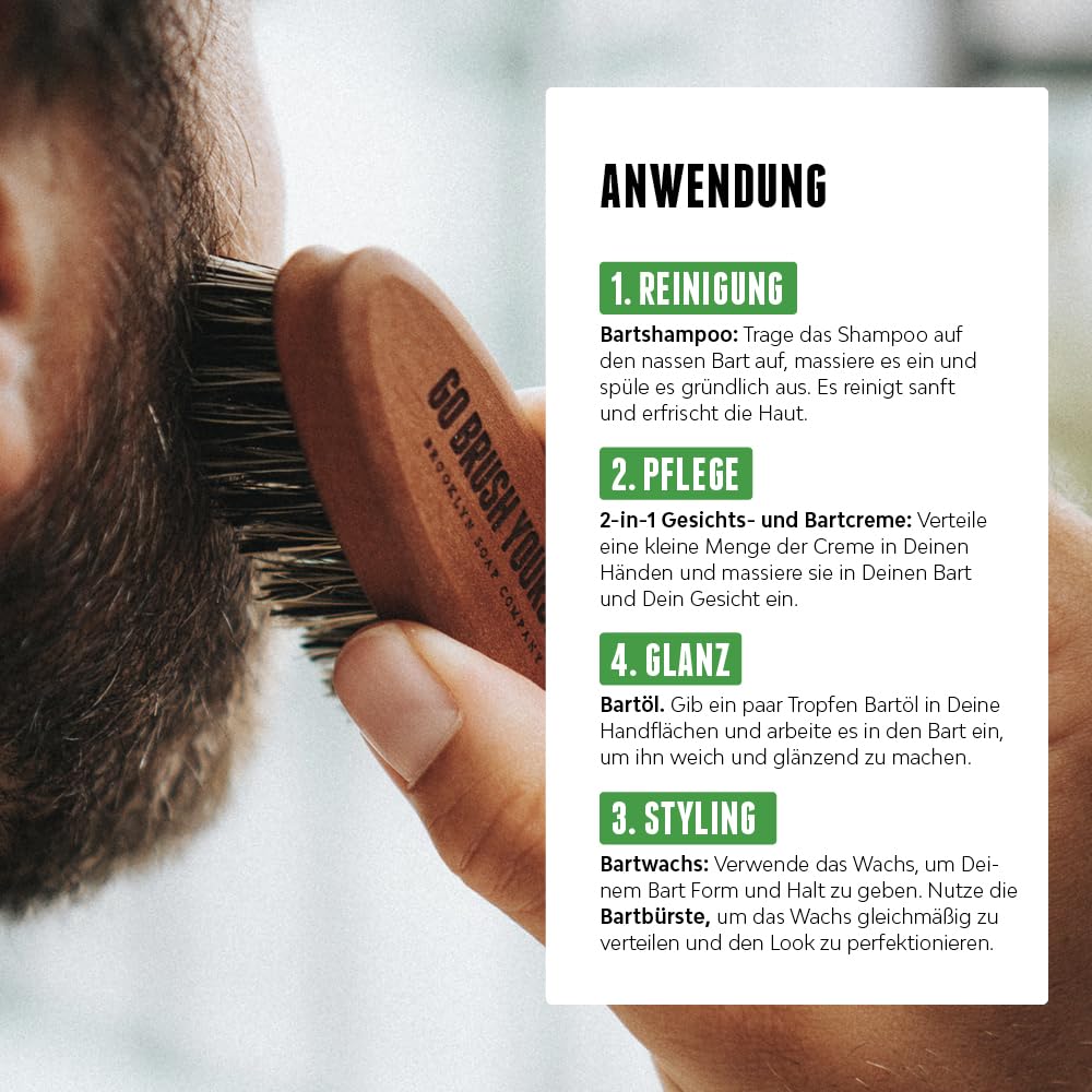 Brooklyn Soap Company Ultimate Beard Box Kit d'entretien de barbe avec huile à barbe, shampoing à barbe, brosse à barbe, cire à barbe et crème à barbe – Idée cadeau pour homme