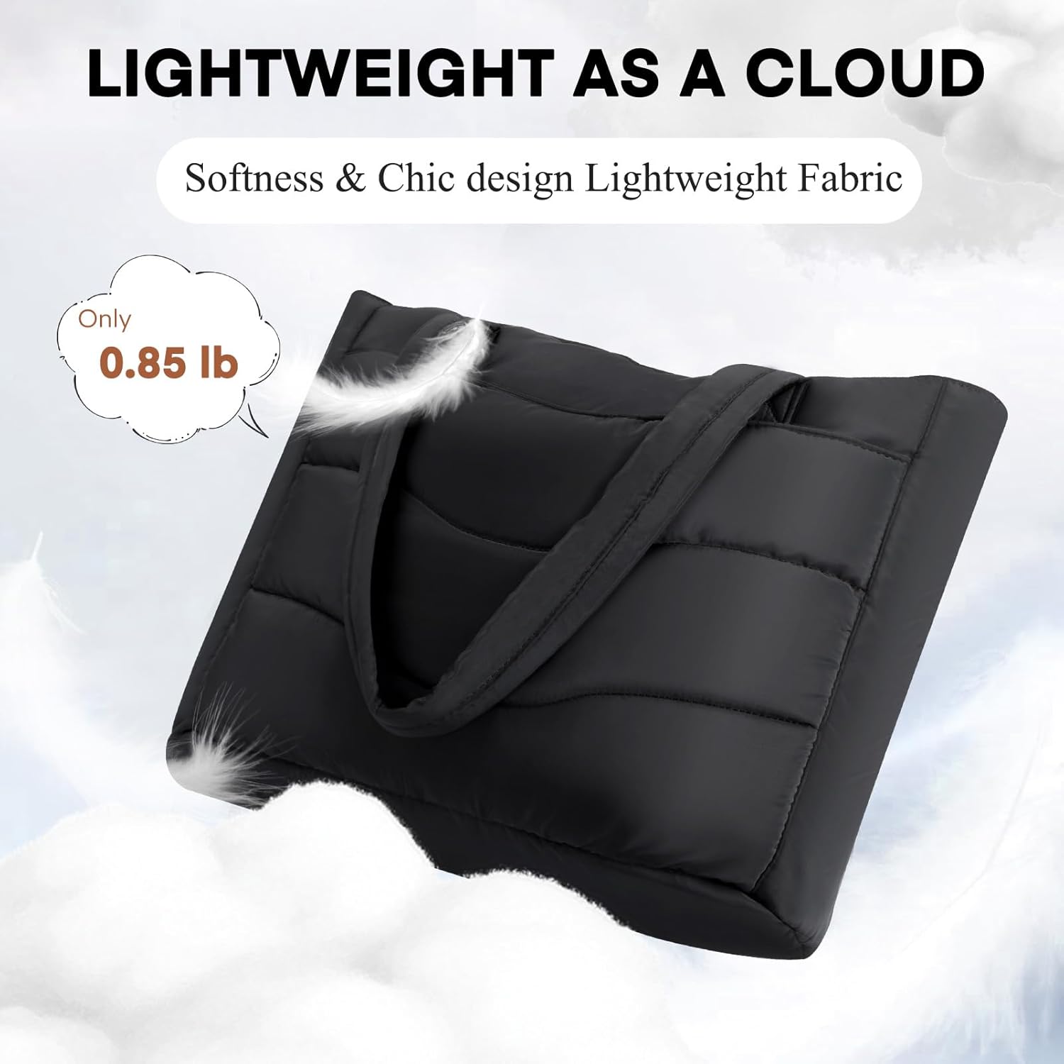 Skycase Puffer Tote Bag for Women - Lightweight Puffy Work Handbag- Large Laptop Quilted Shoulder Bag for Daily, Travel, Gym - Image 4