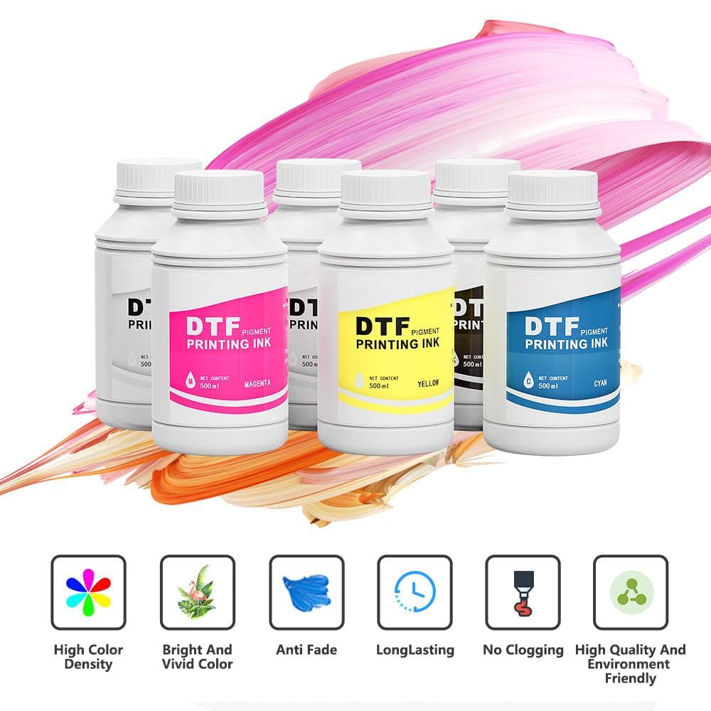 Procolored DTF Encre CMYKW Lot 5 Recharges 250ml - Encre Transfert Direct Film DTF