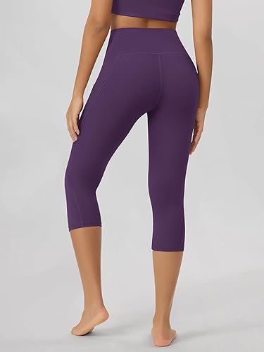 Miniatura 469 de ODODOS - Leggings tipo capri de mujer, no se traslucen y modelan el abdomen, con cintura alta y bolsillos; para hacer yoga, atletismo, ejercicio