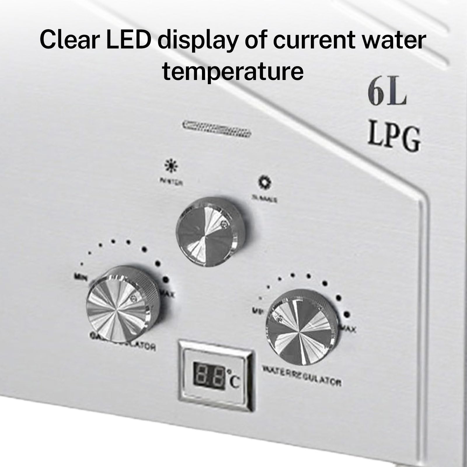 Chauffe-Eau à Gaz Instantané 6L, Chauffe-eau Instantané 12KW GPL avec Pommeau de Douche,Chauffe-eau à Gaz pour Maison Camping Caravane (6L)