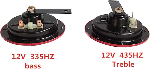 Miniatura 4 de Bocina de dos tonos de 12 V y 135 db, tonos altos y bajos para motocicleta y automóvil, potente sirena y bocina de niebla con disco de soporte