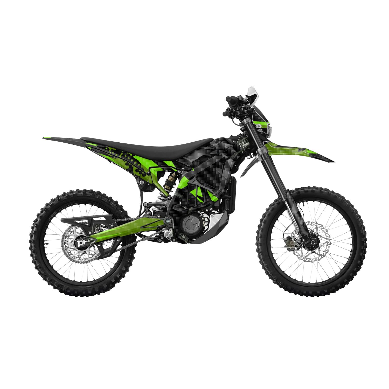 Carbon Fiber Surron Ultra Bee Graphics Kit Wrap - Green Shatter - Sur-Ron Skin - Premium 3M Vinyl Protective Wrap Decal Cover - Easy to Apply | Crafted in The USA by MightySkins