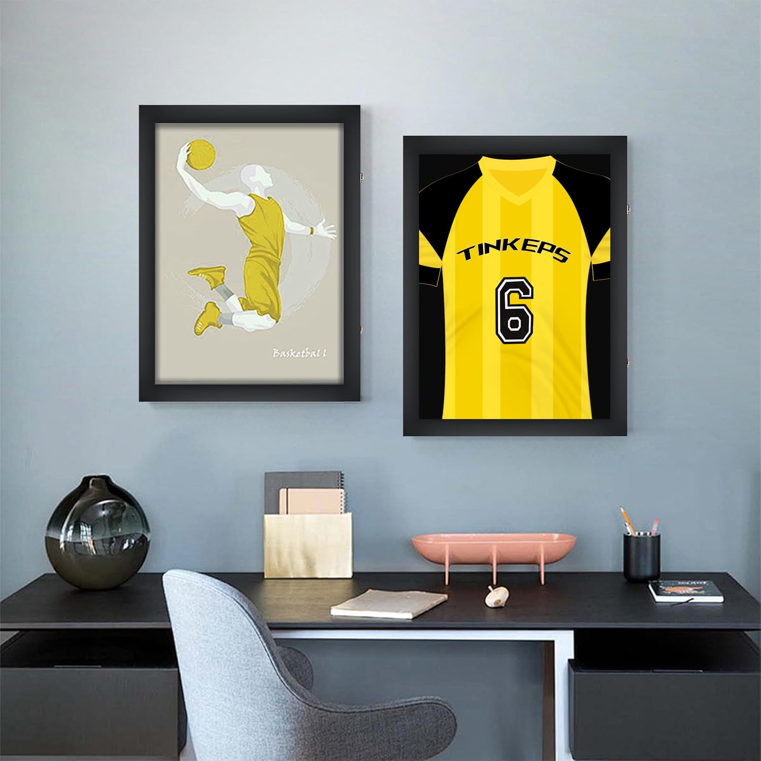 Marco para Camiseta de fútbol Negro, Guarda Béisbol, Baloncesto
