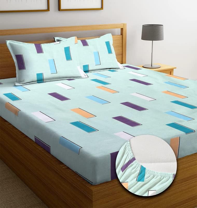 ALSTONIA 220 TC Microfiber Soft Cotton Feel All Around Elastic Fitted Bedsheet King Size,Elastic Fitted King Size Bed Sheet for Double Bed with 2 Pillow Covers, Size- 78” x 72” (Multi Stripe) (B0DGT3LV3V) Amazon Price History, Amazon Price Tracker