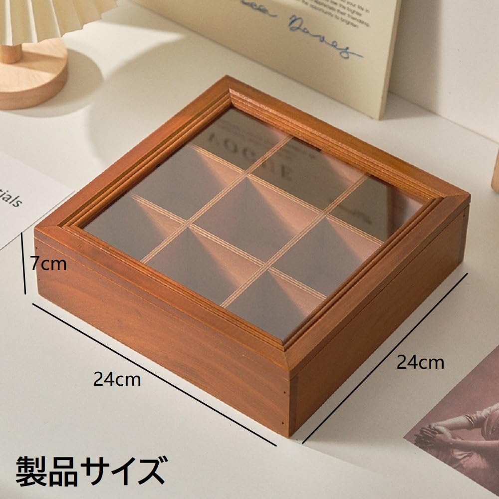 Amazon｜koundeneko コレクションボックス 木製 9仕切り ジュエリー