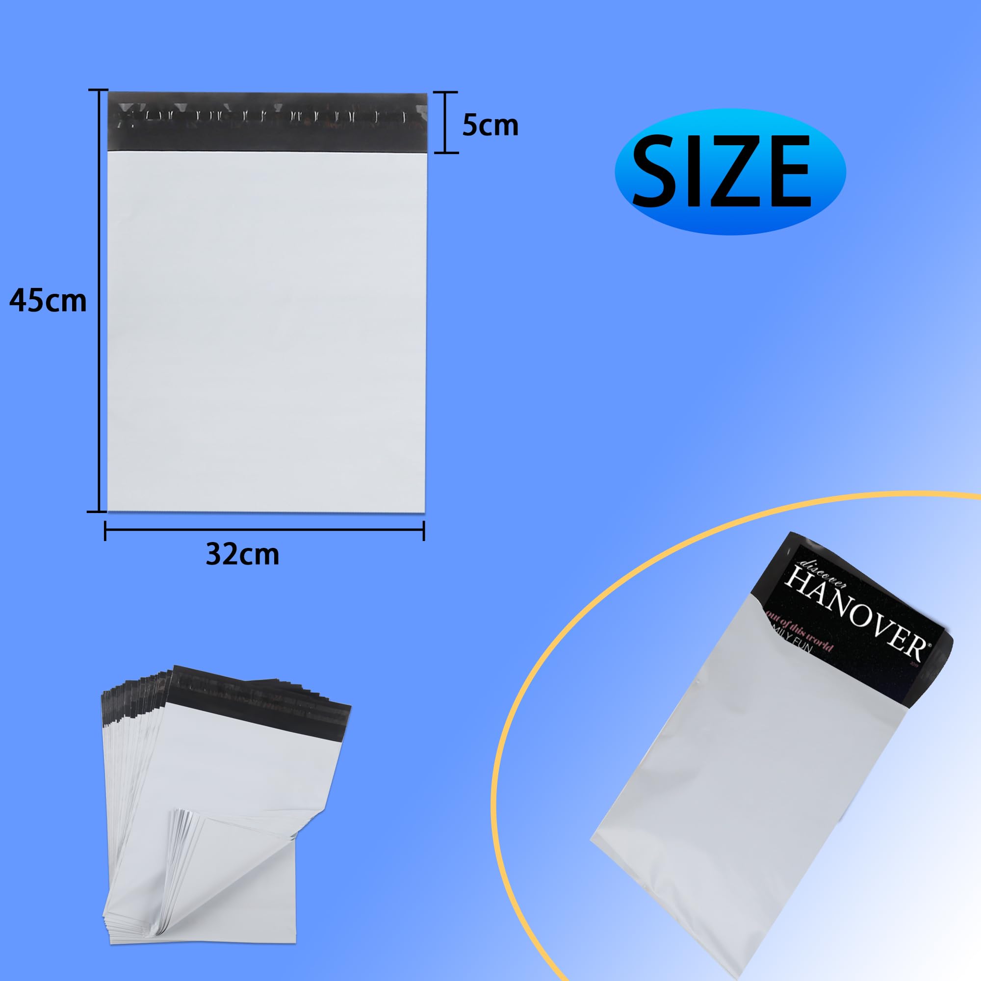 newlng 200Piezas Plástico Bolsas 320x450mm Bolsas Para Envíos Opacas y Autoadhesivas Resistentes al Desgarro Sobres Para Envios Envases Logísticos Textiles Sobres Para Envios de Ropa Blancos