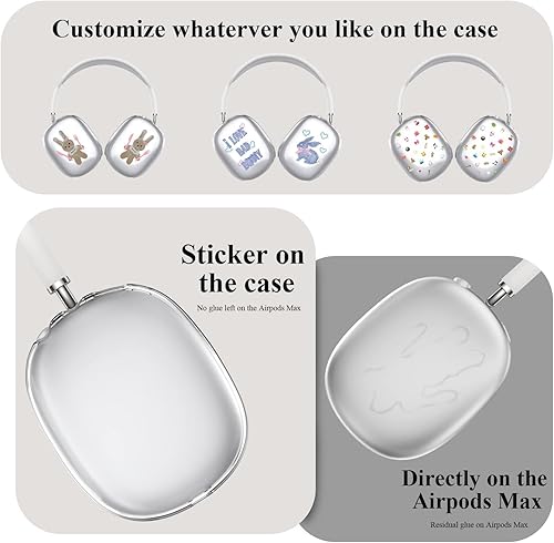 Miniatura 6 de JDHDL 3 en 1 Funda para Airpods Max, funda transparente de TPU suave para auriculares + cubierta de almohadilla de silicona + cubierta superior de