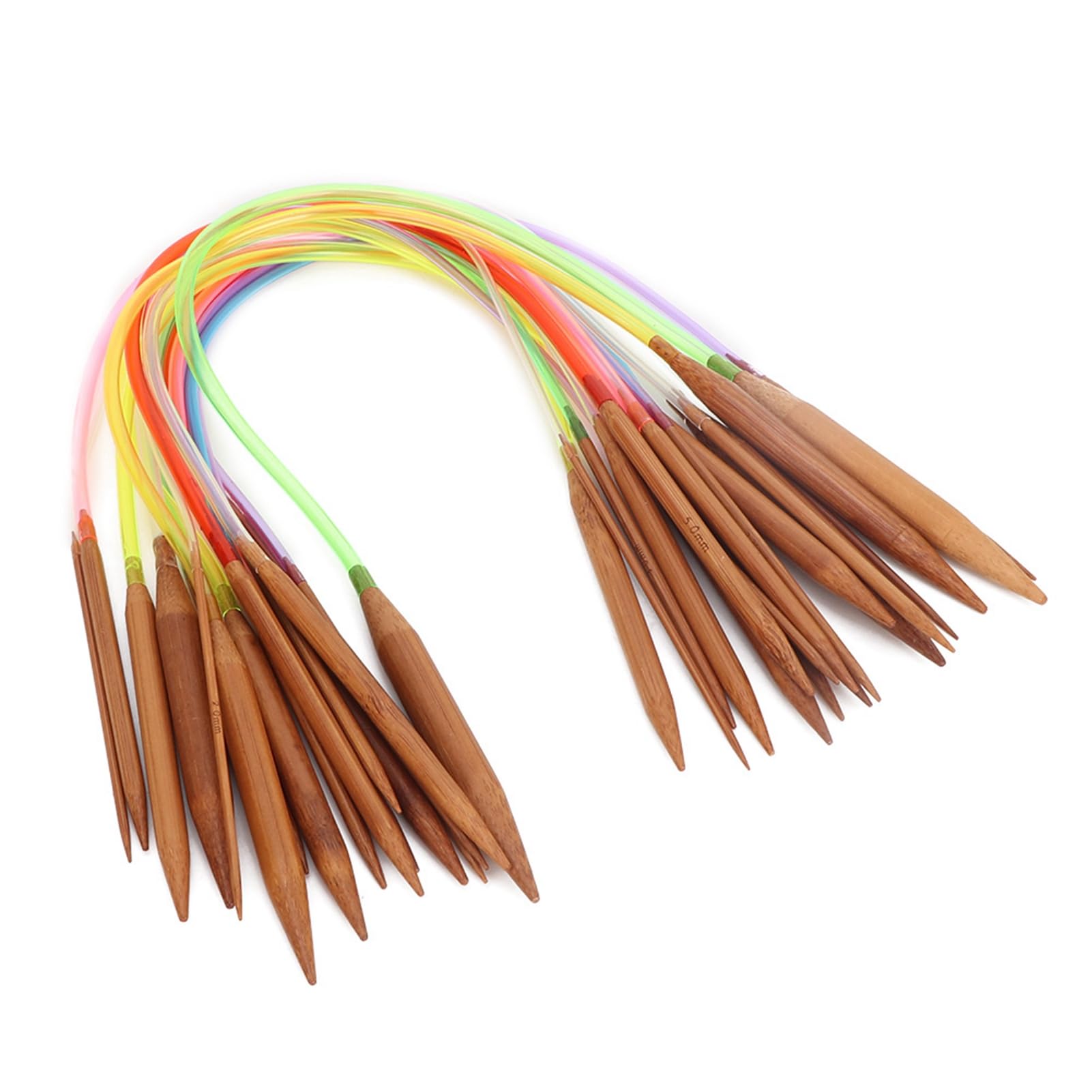 Jelquix Carbonized Bamboo Sweater Needles Multicolor Double Annular Knitting Needles for Creative Projects 18 Piece Set 2-10MM (40cm)