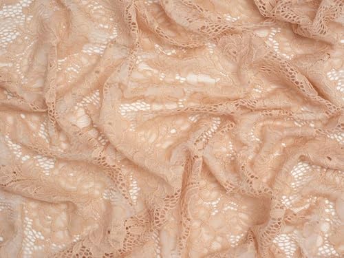 Minerva Core Range Blush Scallop Edge Stretch Lace Fabric for Bridal & Dressmaking - 145cm Wide - per metre
