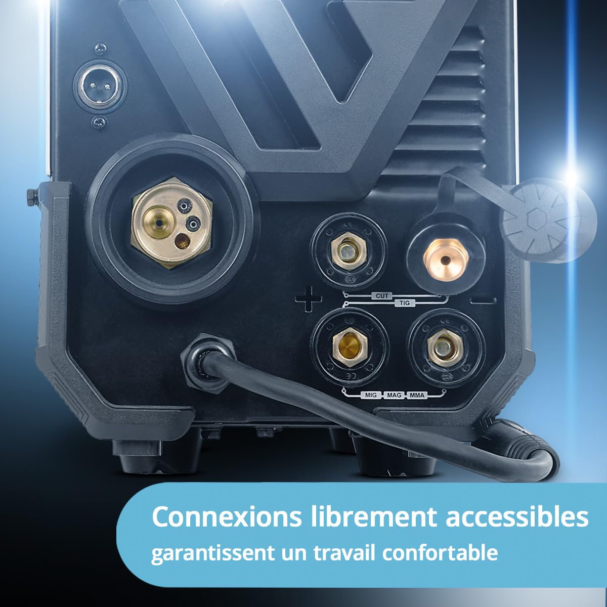 STAHLWERK Poste à souder combiné 4-en-1 CTM-250 ST – Kit complet – TIG, MIG/MAG, MMA (ARC), FLUX (fil fourré) jusqu'à 200 A, CUT (plasma) jusqu'à 45 A, capacité de coupe jusqu'à 14 mm