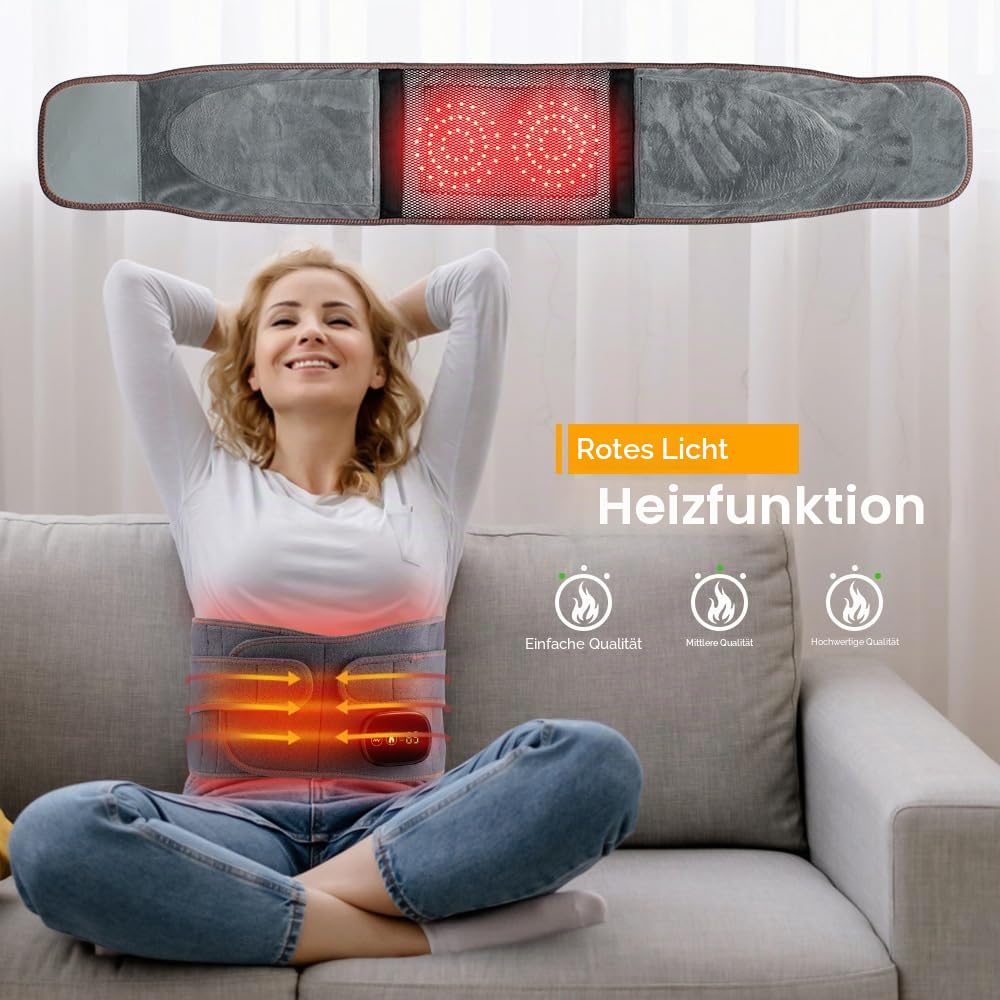 OrthoHeat - Frei von Rückenschmerzen Beheizter Massagegürtel mit verstellbaren Riemen und 3 Wärmestufen für den unteren Rücken