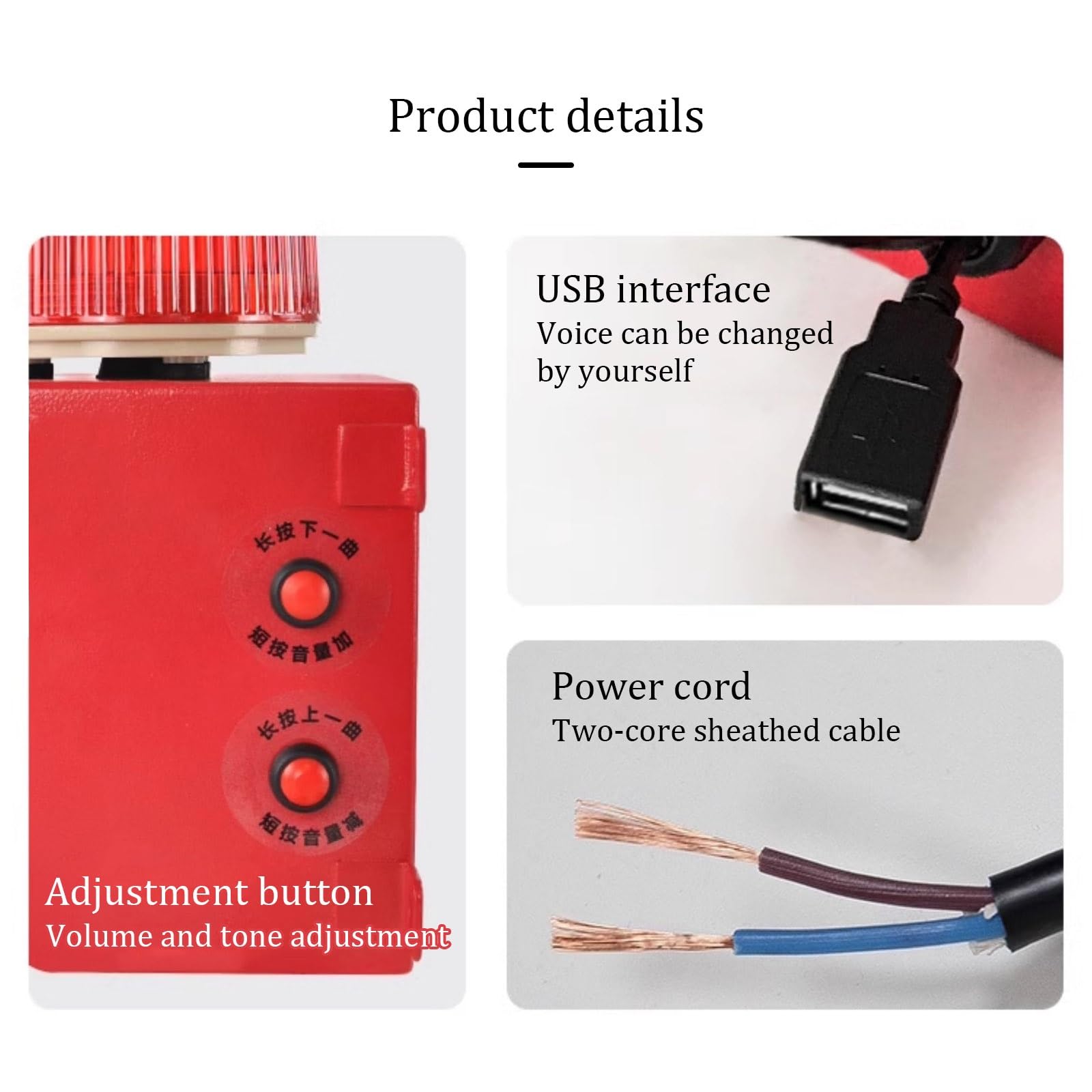 Siren de Alarma Industrial, Luz Estroboscópica de Emergencia de 120dB, Alarma de Sonido y Luz for Exteriores IP65 for Talleres, Terminales Portuarias. Volumen y Tono Ajustables