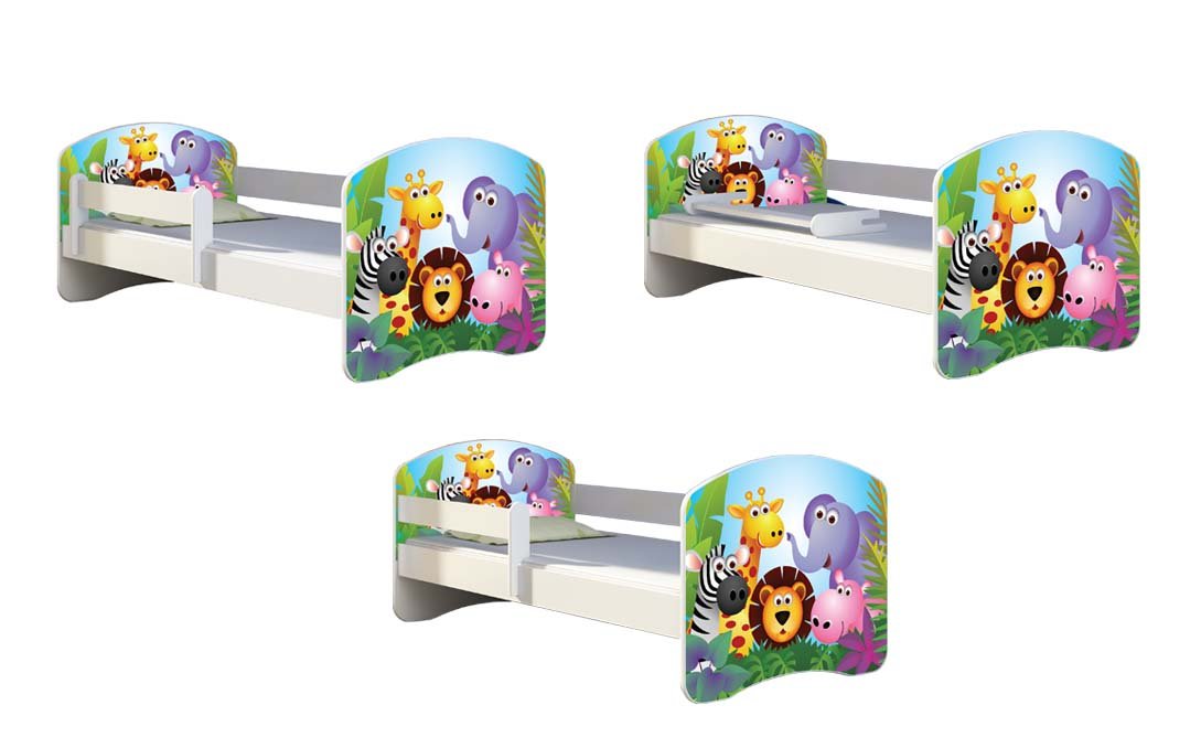 ACMA II Letto per bambino Cameretta per bambino con materasso Rete a doghe, Bianco (42 Trattore, 140x70)
