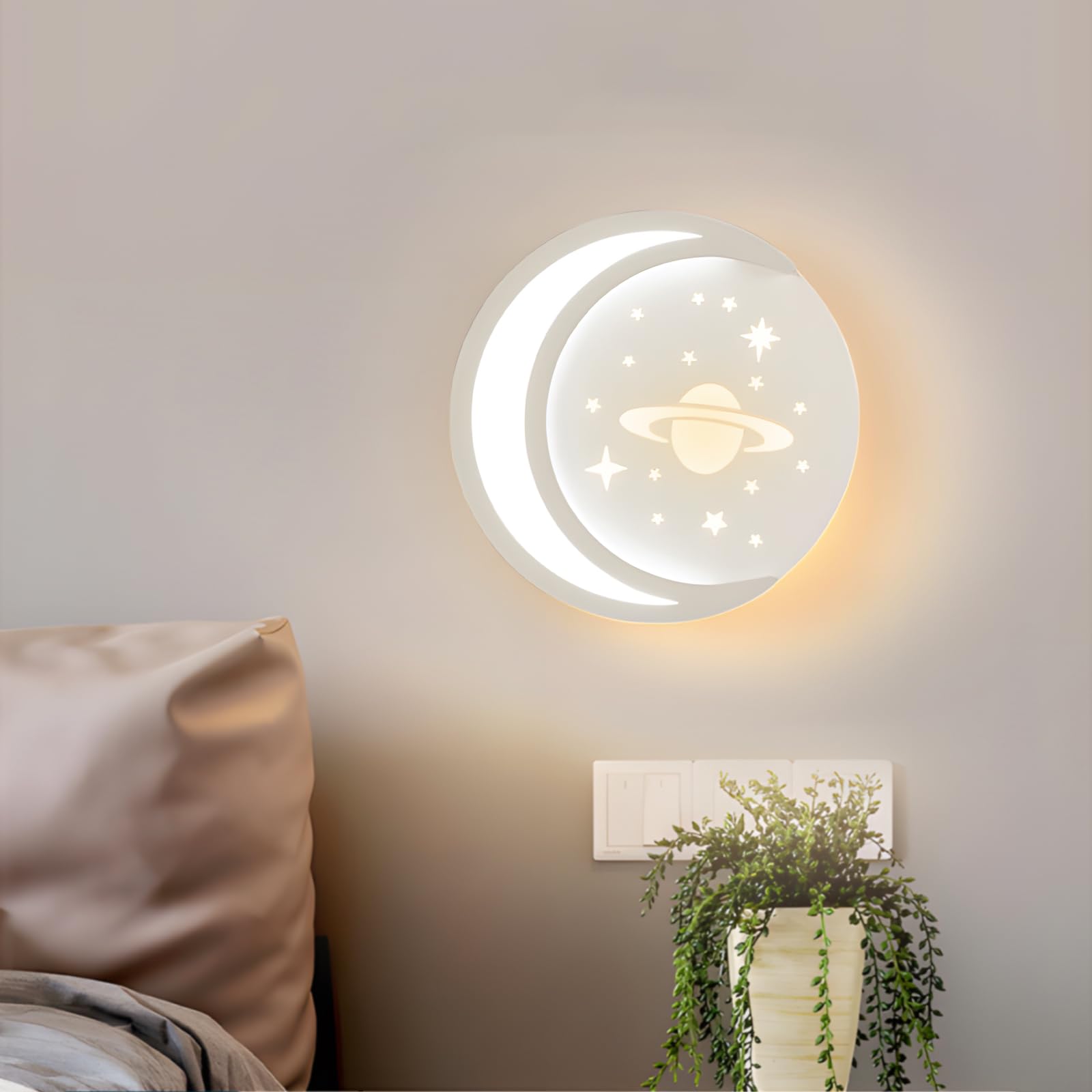 ZTWLEED Indoor LED Wall Light,14W 1600LM Modern Wall Lamp LED 3000K/4000K/6000K,Round White Wall Lighting for Kids Room Bedroom Living Room Hallway,110-240V