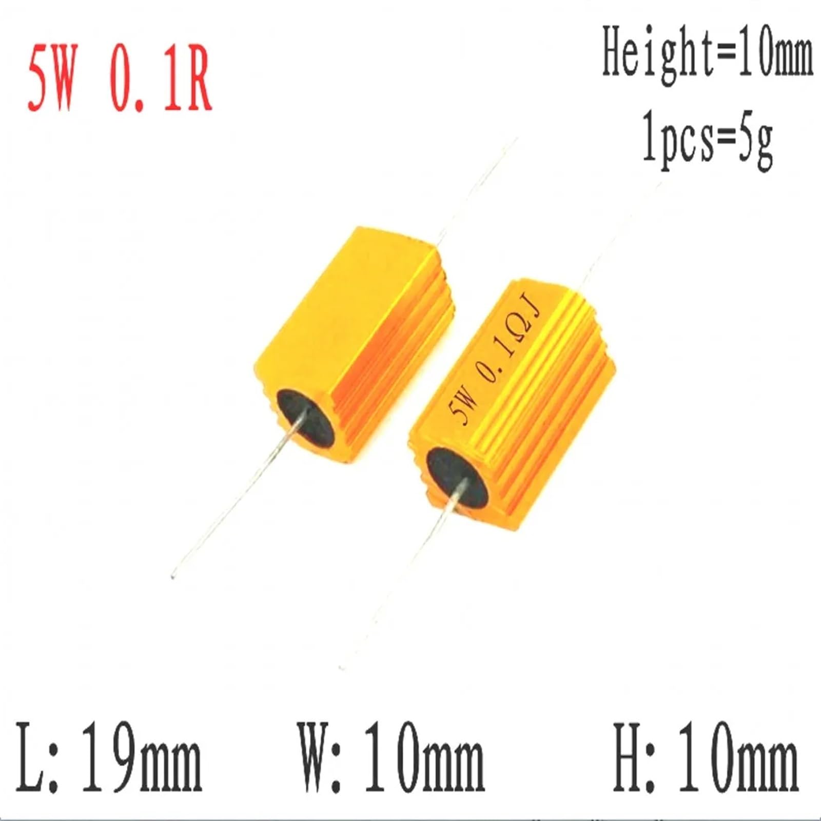 10 pièces 5W RX24 boîtier en Aluminium de Puissance en métal résistance bobinée 0.1~33K 0.33 0.5 1 2 5 6 8 10 20 50 100 120 200 300 1K 5K 10K(15R)
