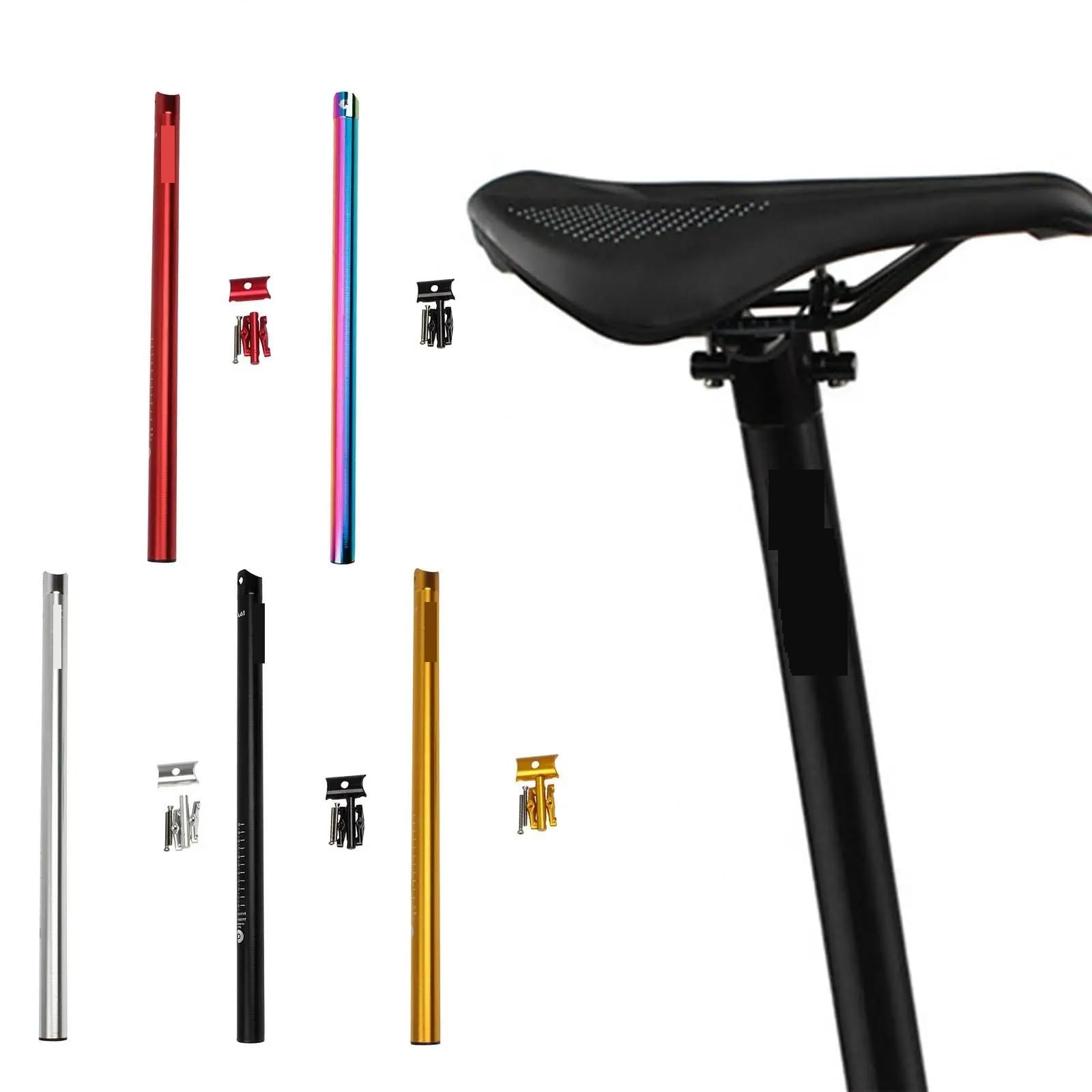 Tija Telescopica MTB Tija de sillín de Bicicleta, Varilla de Asiento, aleación de Aluminio, tija de sillín de Bicicleta Plegable, Tubo de sillín(Gold)