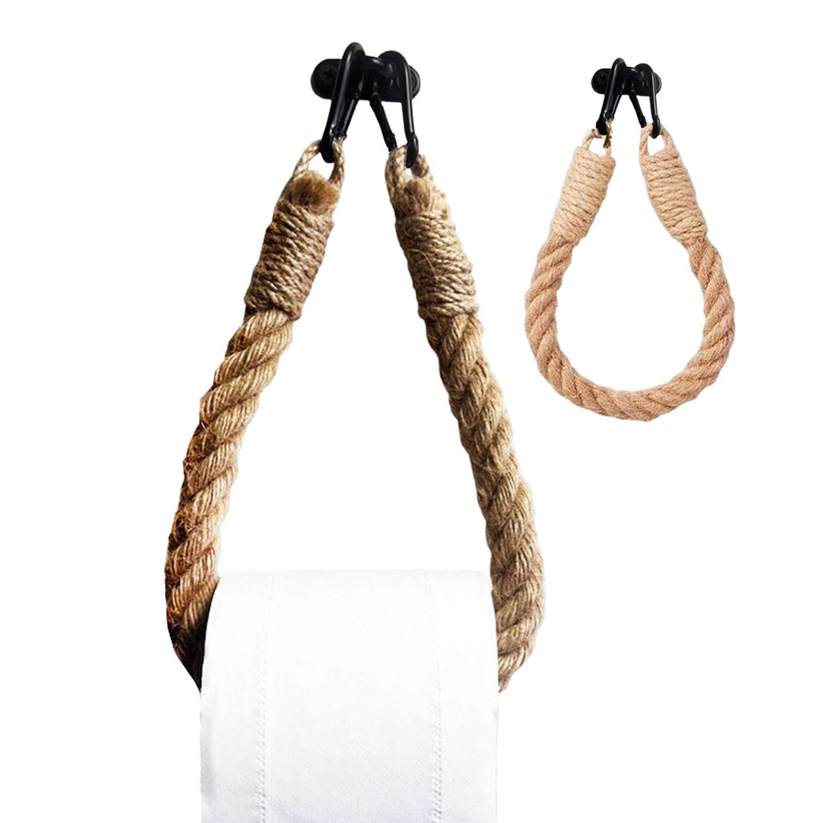 Glifora Twine Toilet Roll Holder, Wall-Mounted - Toilet Paper Holder with Rustic Twine Rope, Paper Roll Dispenser for Bathroom Organisation