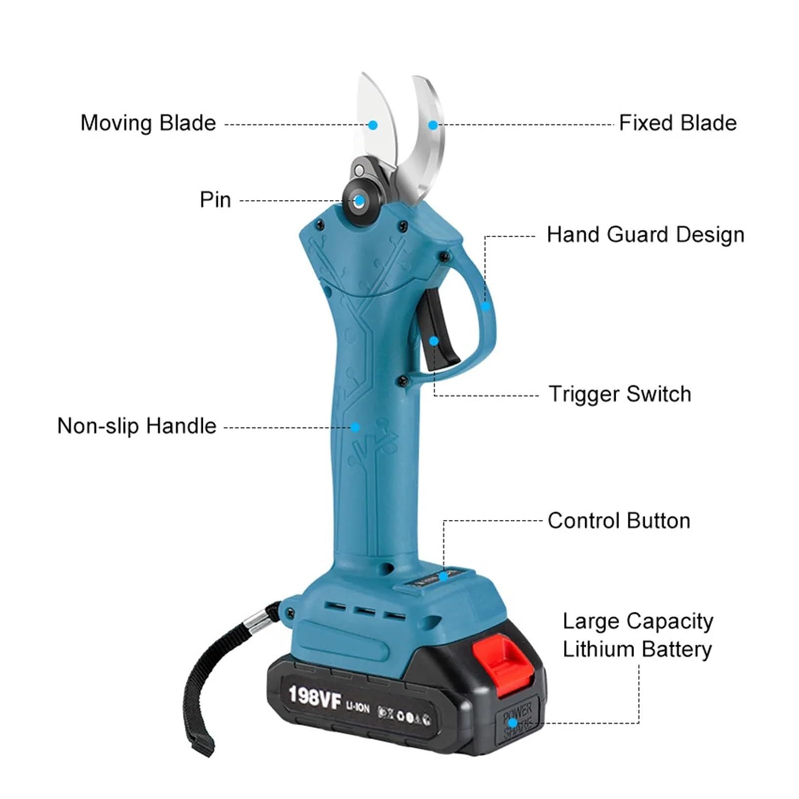 Podadora eléctrica de 4 engranajes, tijeras podar sin escobillas, podadora inalámbrica alimentada por litio, poda bonsái árboles frutales con 2 baterías,Serie profesional(2x Battery-01)