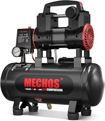 Compresor de aire portátil con tanque de acero de 3 galones, 1.15 HP 2.2 CFM a 90 PSI, compresor de aire sin aceite de 116 PSI máximo para garaje,
