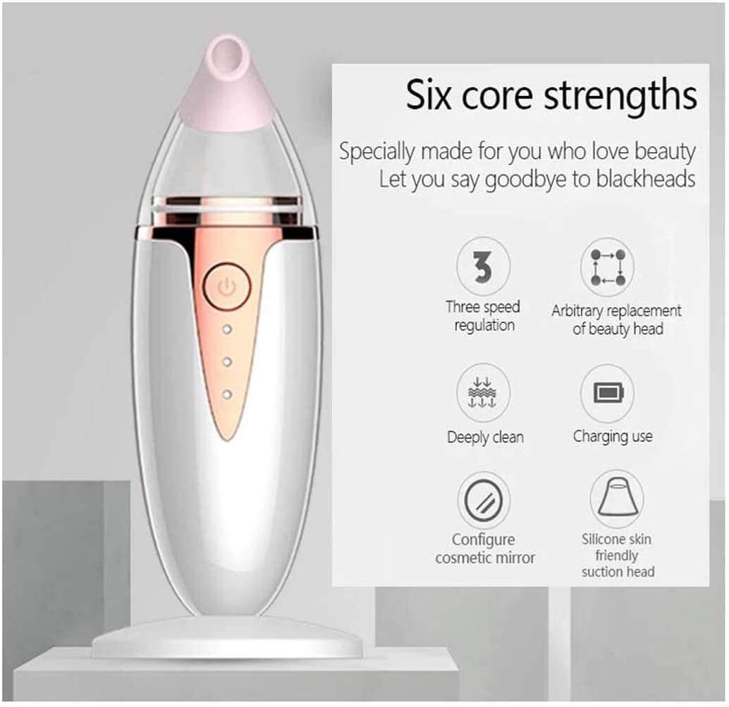 Blackhead Remover Aspirapolvere-Pore Cleaner Aspirapolvere Aspirazione elettrica Vial Comino Acne Extractor Tool USB Ricaricabile 3 modalità 4 Sonde sostituibili per Donne e Uomini