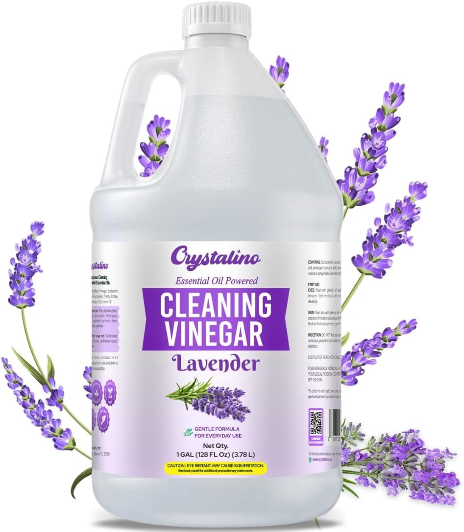 Lavender Essential Oil Cleaning Vinegar for Home (1 Gallon) 6% Non-Toxic Distilled White, Vinegar for Cleaning Purpose, Vinagre Blanco, Vinger (128 Fl Oz (Pack of 1), Lavender)