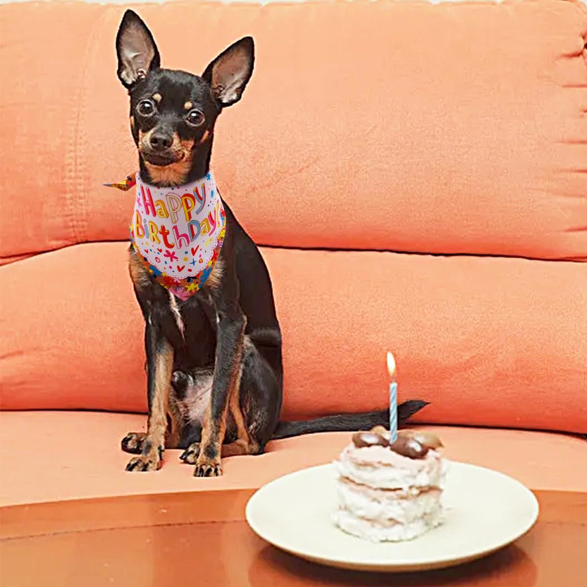 30PCS/Pack Dog Birthday Bandanas Party Bandanas Stitching Hemming Selvedge Sewing Scarves for Medium Puppy Doggie Boys and Girls Grooming Accessories Costume