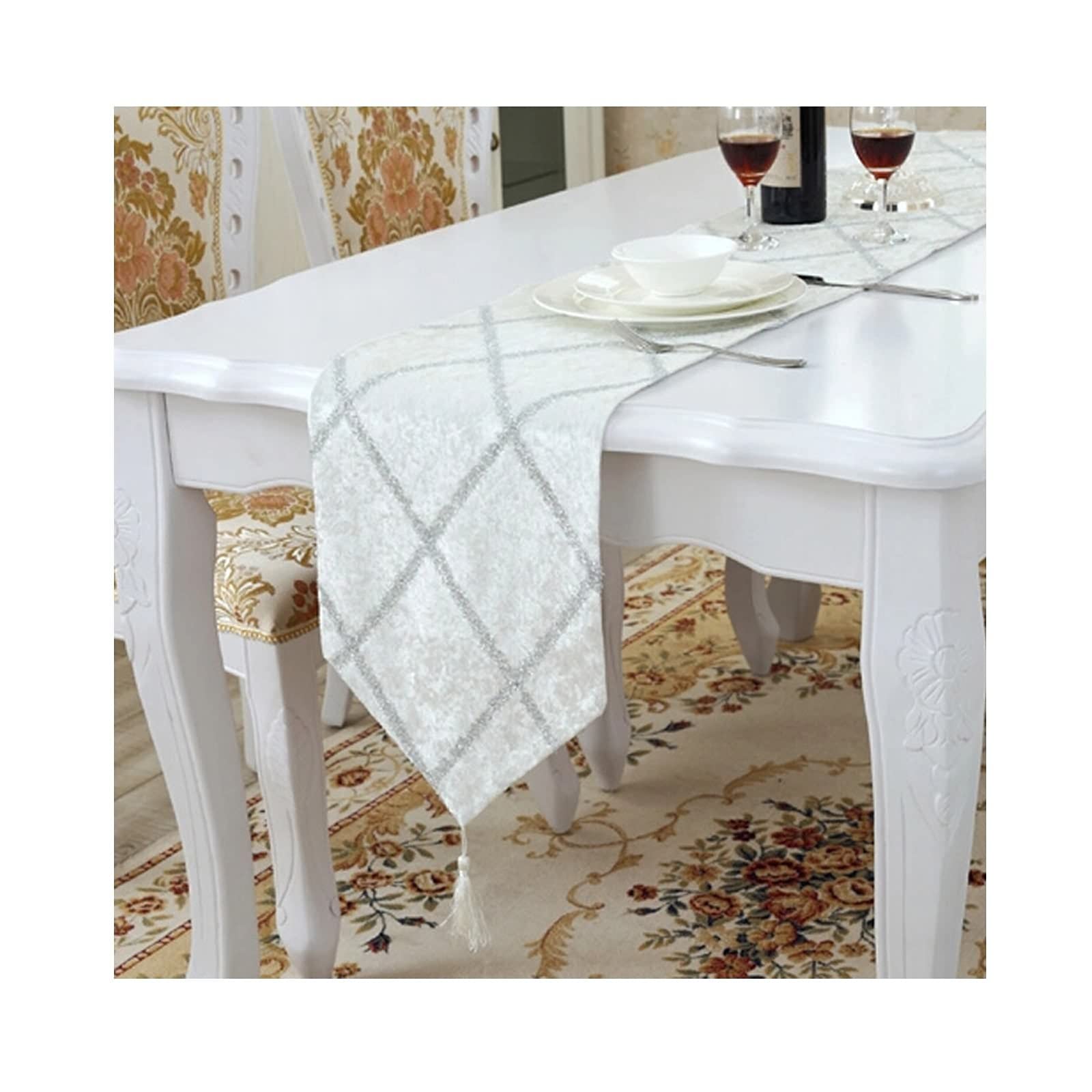 Bieżnik na stół jesienny na zewnątrz, beżowy flanelowy romb 30 x 150 cm poliester dekoracja świąteczna na stół
