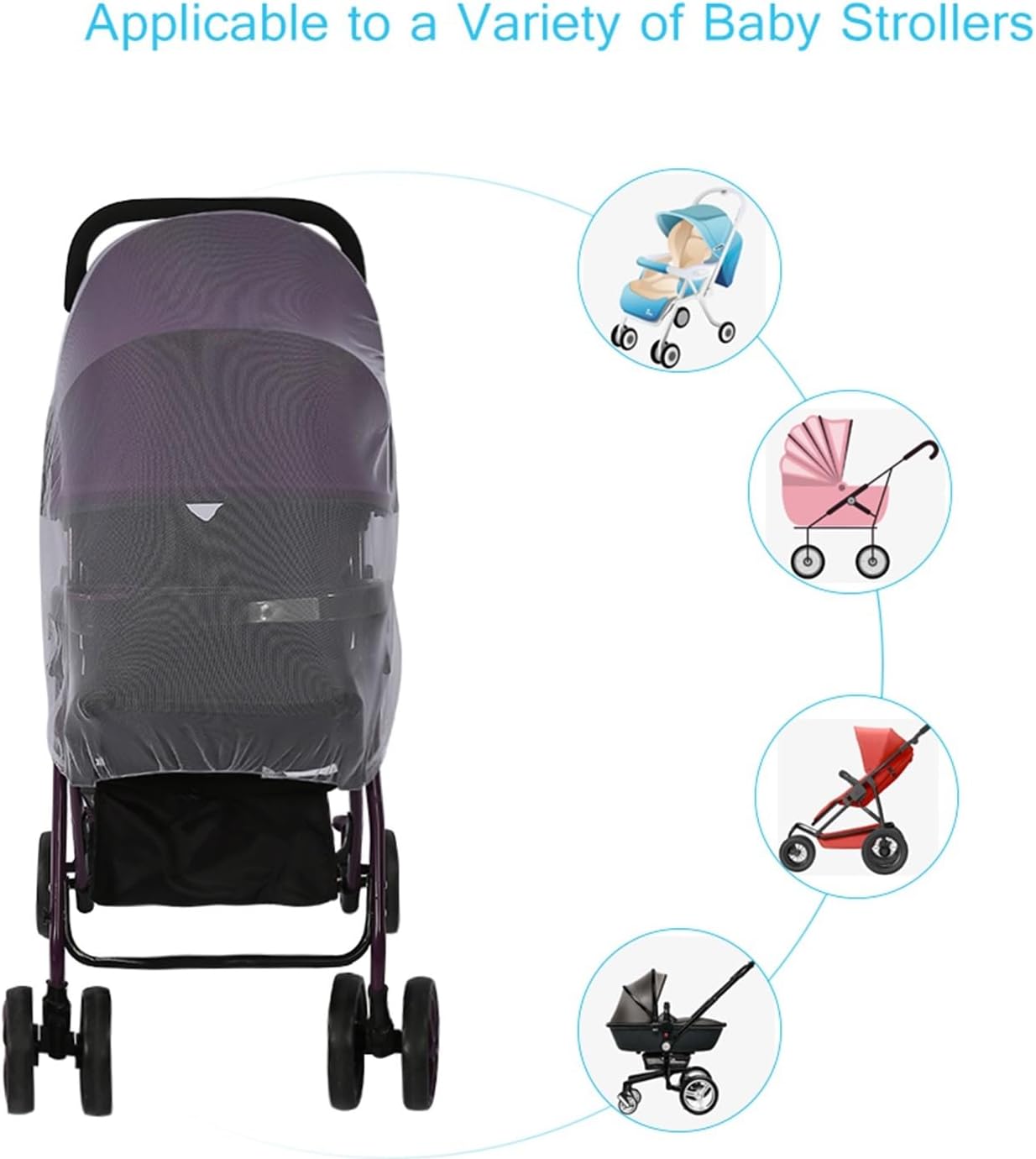 Mosquito Net for Stroller 2pcs Light Stroller Mosquito Net Pushchair Insect Safe Mesh Pram Protector