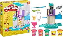 Play-Doh Massinha de Modelar Infantil, Sorveteria Colorida - Conjunto de massinha com acessórios e 5 potes, presente de Natal para crianças acima de 3 anos
