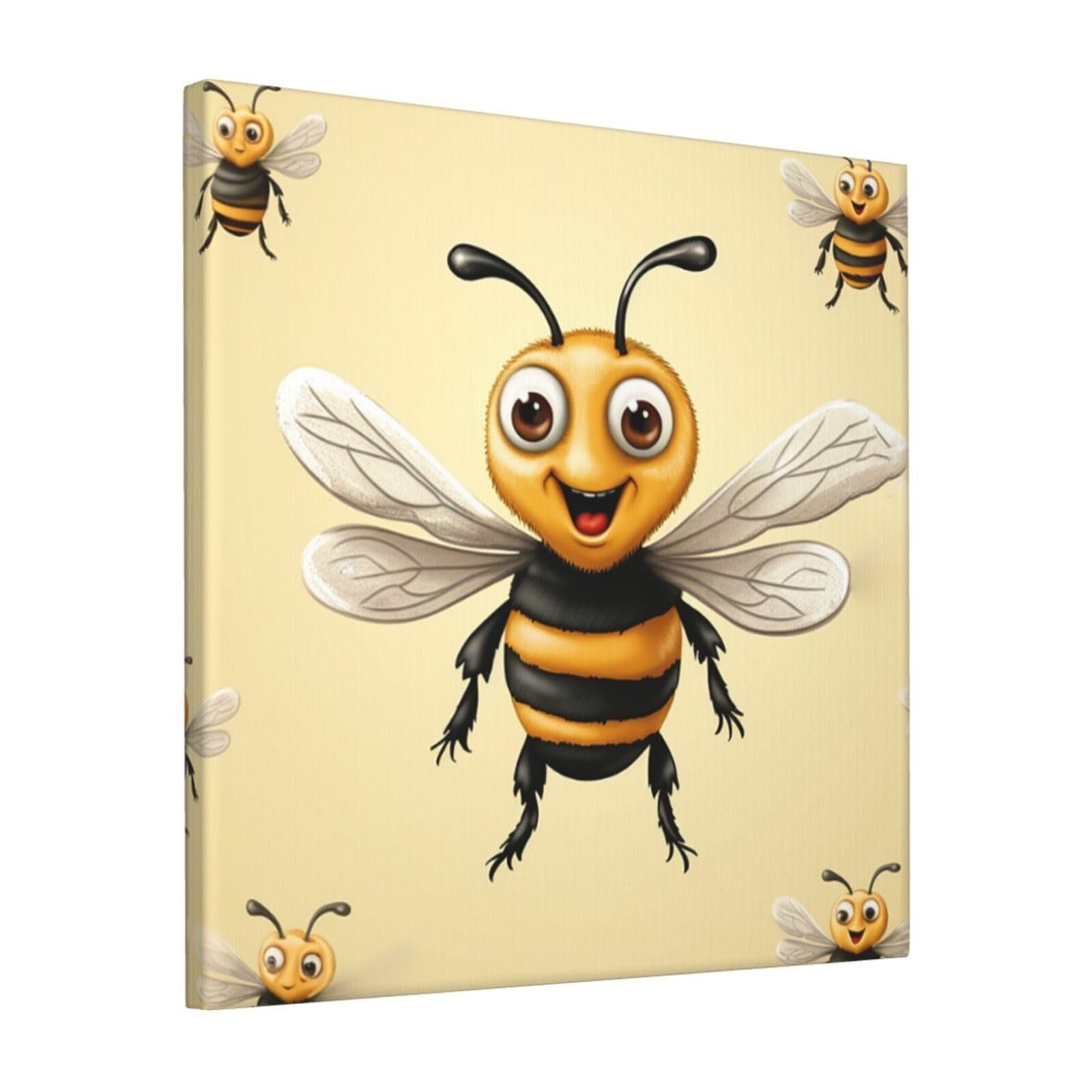 KLOPH Honey Bee Canvas Wall Art for Living Room 12"x12" Modern Artwork Painting for Bathroom Hanging Canvas Prints Aesthetic Wallart for Bedroom Kitchen Office Wall Decor