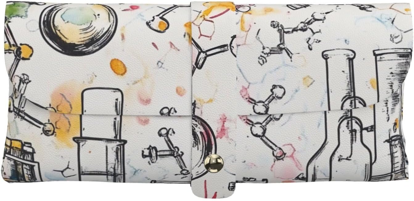 Chemistry Print Print Glasses Case for Women Men Kids - Cute PU Leather Eyeglasses Case