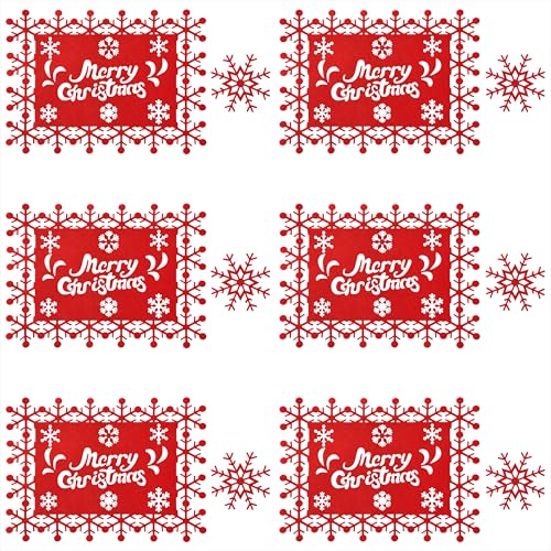 Weihnachtstischset Filz Schneeflocken Platzset Rot Weihnachten...