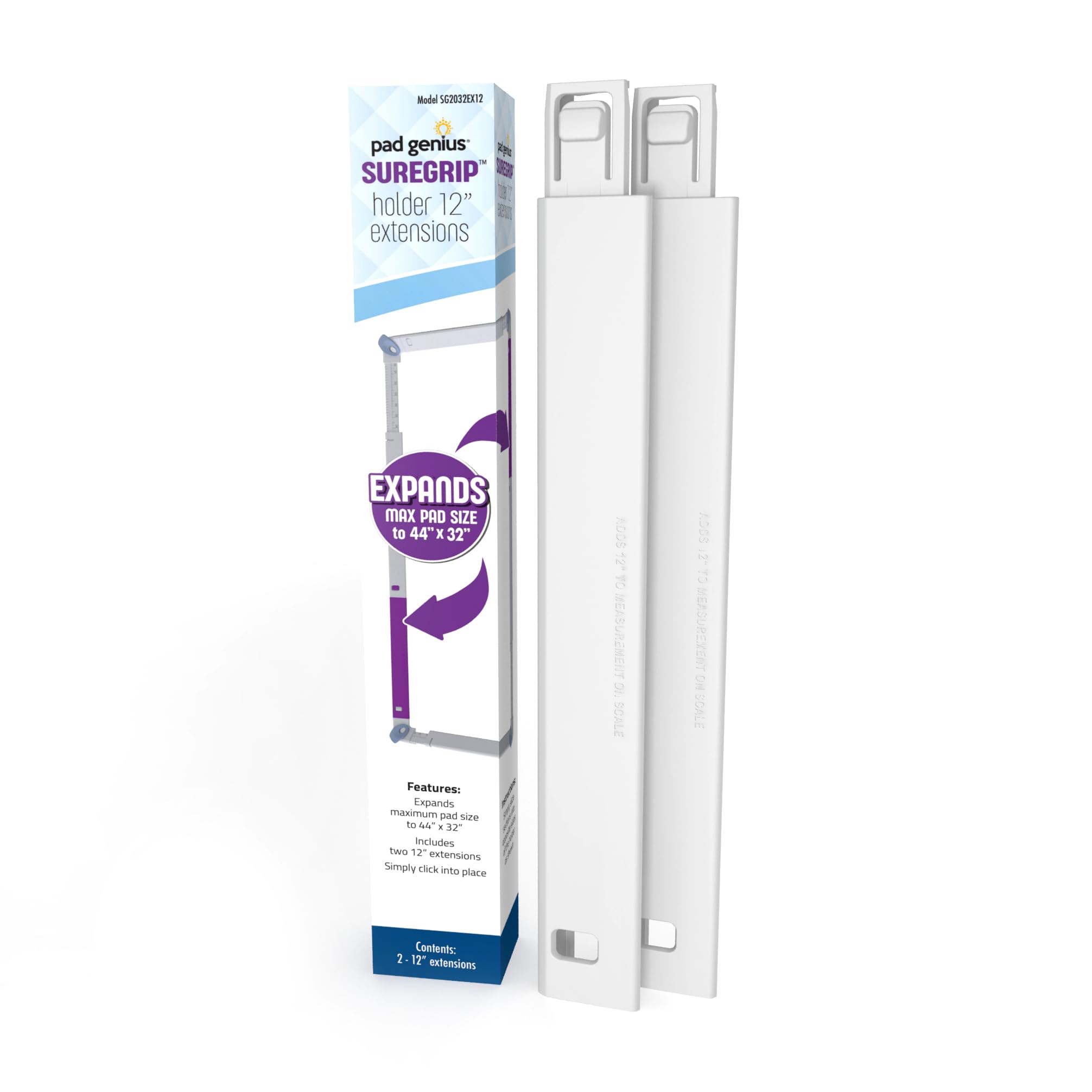 Pad Genius SureGrip Holder Extension Kit - Extends Holder Max Pad Size from 32" x 32" to 44" x 32" for XL/XXL Pee Pad Sizes