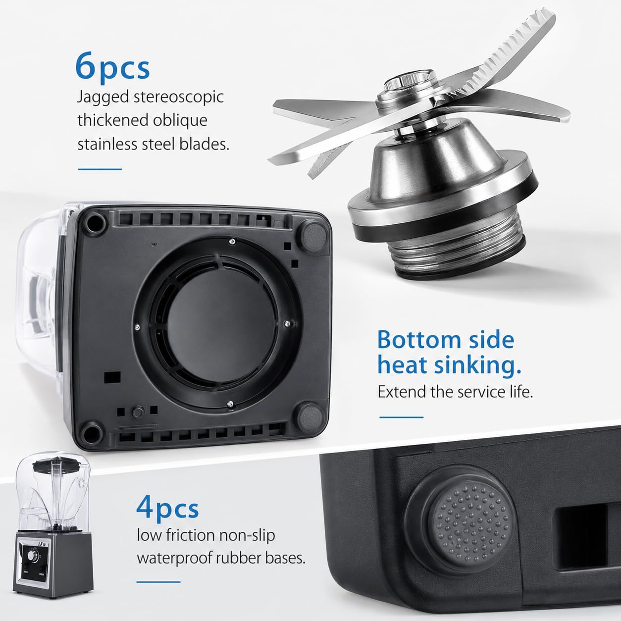Batidora de batidos de 2000 W, licuadora comercial insonorizada de 2 L con alta velocidad de 25000 RPM para hielo y frutas