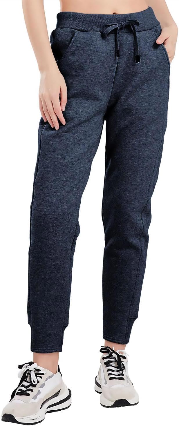 utcoco Women's Athletic Fit Thicked Fuzzy Sherpa Lined Warm Drawstring Tapered Jogger Sweatpant - Image 3