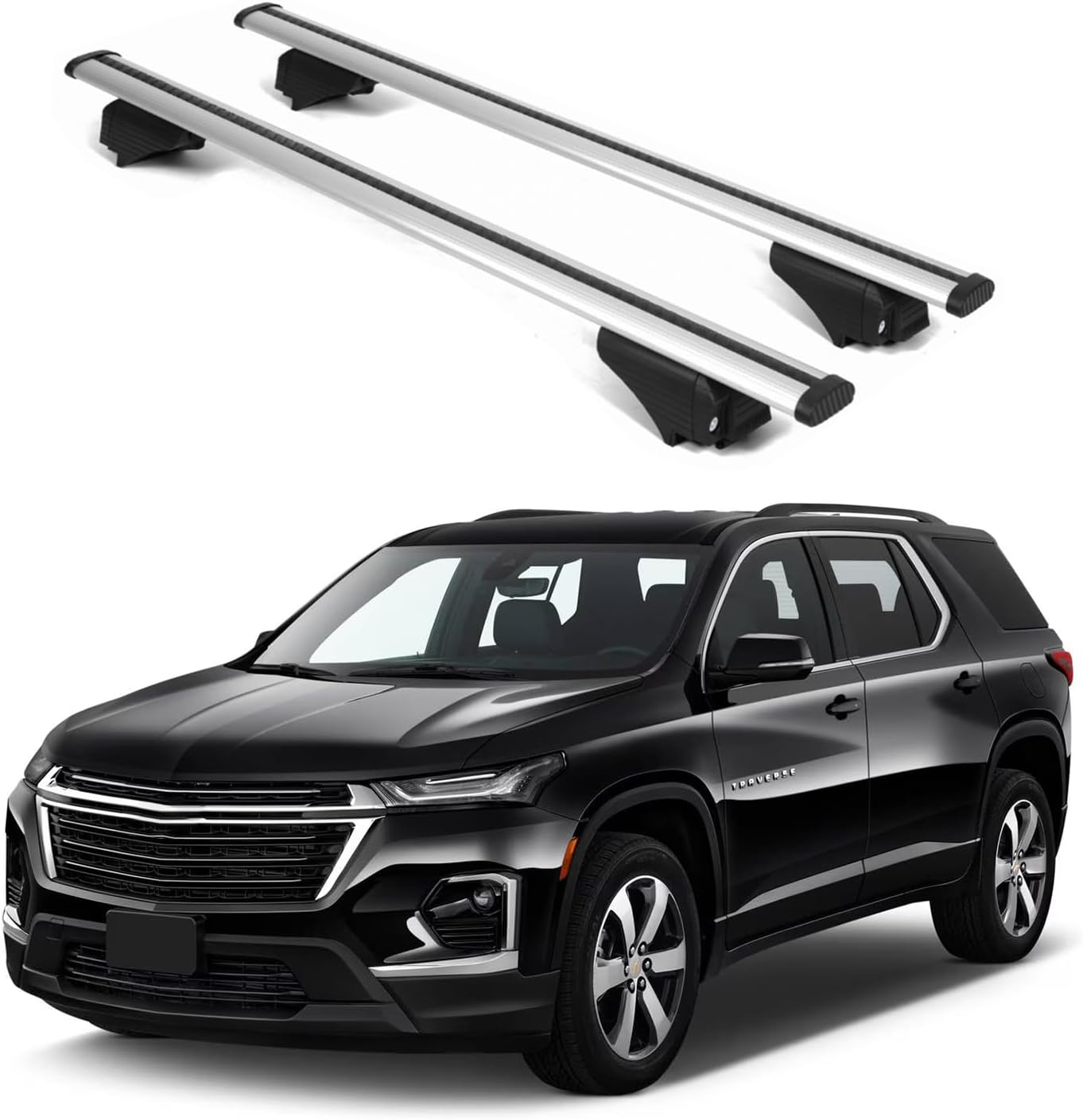 ERKUL Roof Rack Cross Bars for Chevrolet Chevy Traverse 2018-2023 | Aluminum Crossbars with Anti Theft Lock for Rooftop | Compatible with Raised Rails - Black