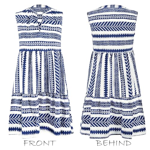 Image of CUPSHE Women's Ruffle Beach Mini Dress Split V Neck A Line Sleeveless Geometric Stripe Tropical Leaf Pattern Summer Dresses