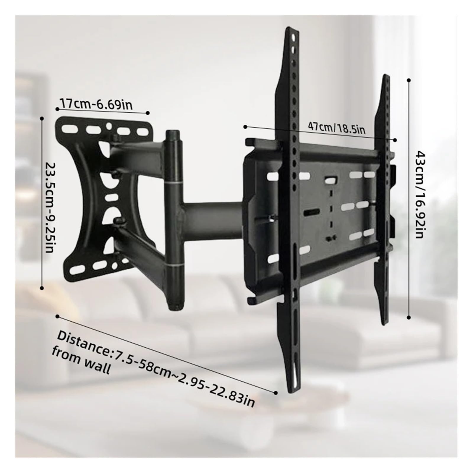 Supporto Da Parete for TV Full-range Da 26-55 Pollici, Ruotabile E Inclinabile, Orizzontale Regolabile, 400x400 Mm, Supporto Da Parete for TV Con Braccio Lungo Estensibile Da 70 Cm