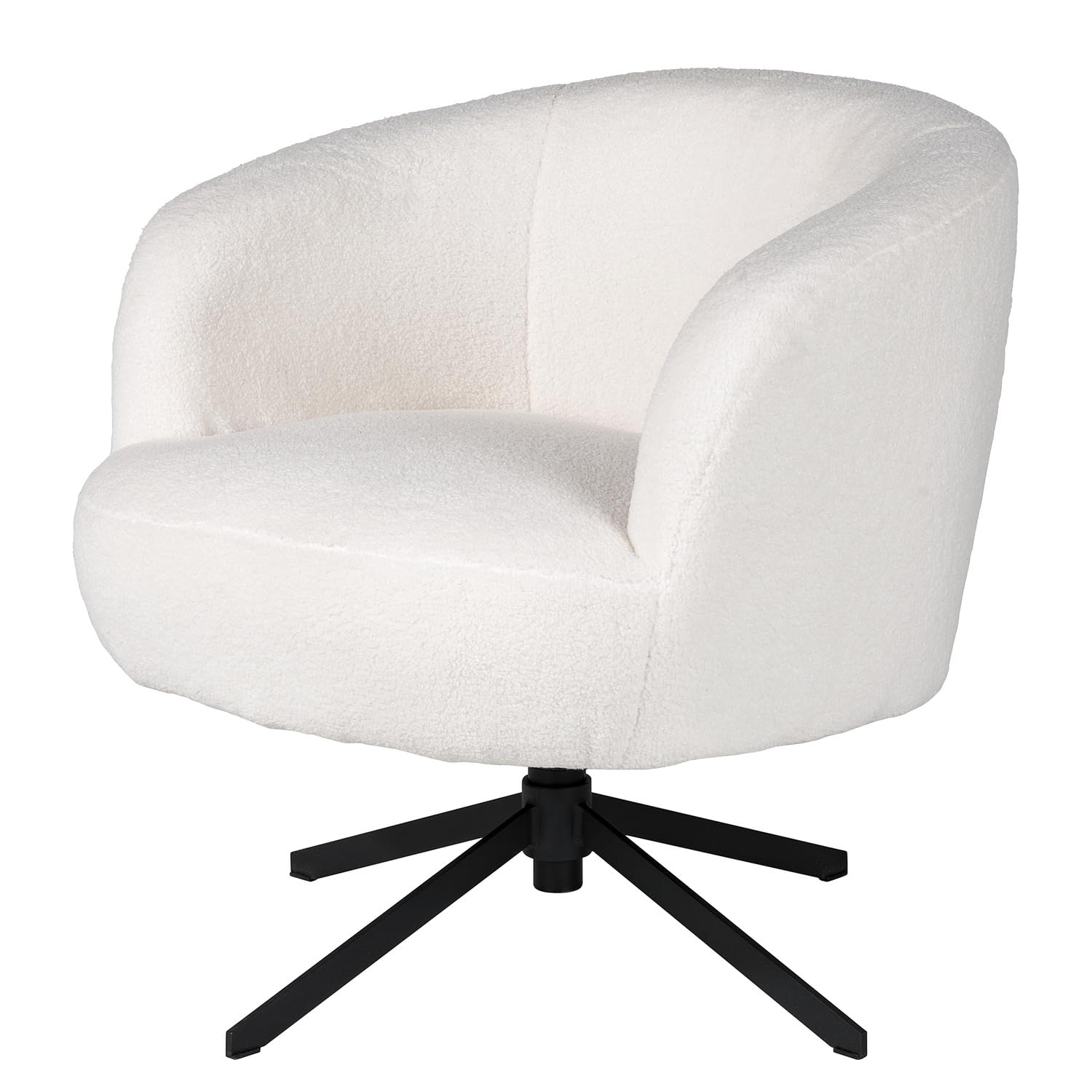 home24 Sessel aus Bouclé & pulverbeschichtetem Eisen in Creme, Pulverbeschichtetes Metallgestell mit technischer Polsterformung, Stilvolles Sitzmöbel für den Wohnraum