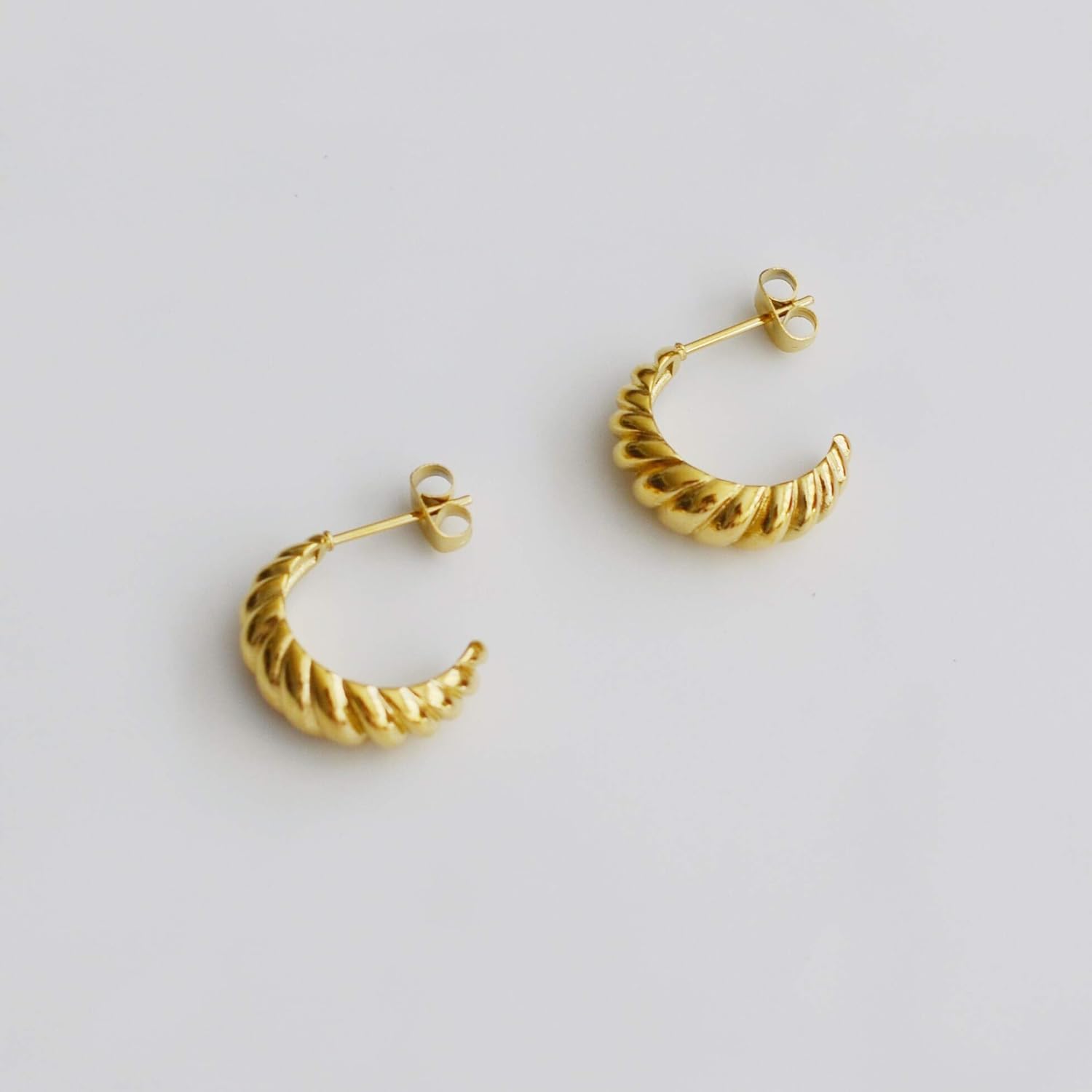 18K Gold Plated Titanium Croissant Hoop Earrings, Croissant Hoops, Hypoallergenic Titanium Posts, Never Tarnish, Hoops Minimalist Style Women Jewelry, Instagram Style