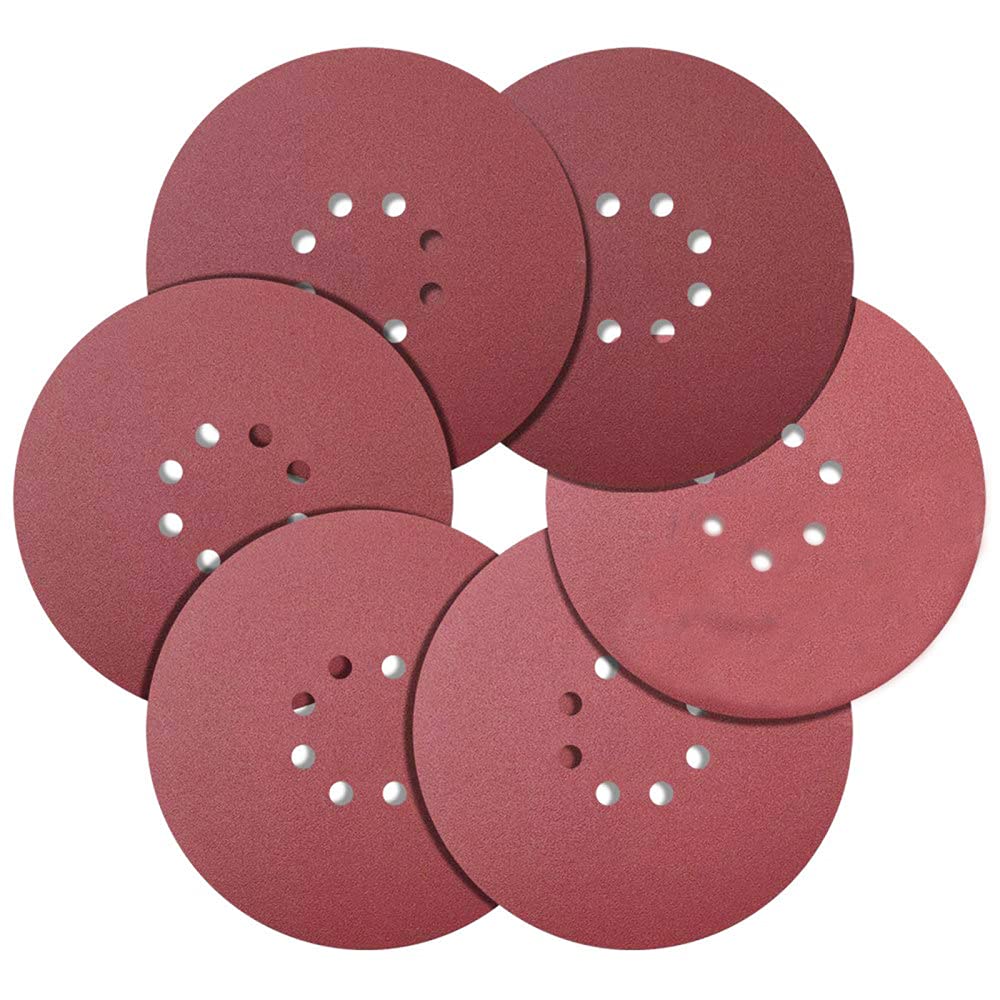 30 discos de lijado para lijadora orbital, papel de lija de gancho y bucle de 9 pulgadas y 8 orificios, papel de lija de grano 60/80/150/180/240 surtido, grano 60