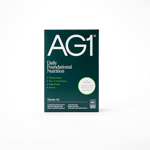 AG1 Athletic Greens Multivitamin and Probiotic 7 Travel Packs with Shaker | Includes Superfoods and Digestive Enzymes, Adaptogens, and Whole Food Nutrients Spirulina, Chlorella, Enzymes, Gluten Free