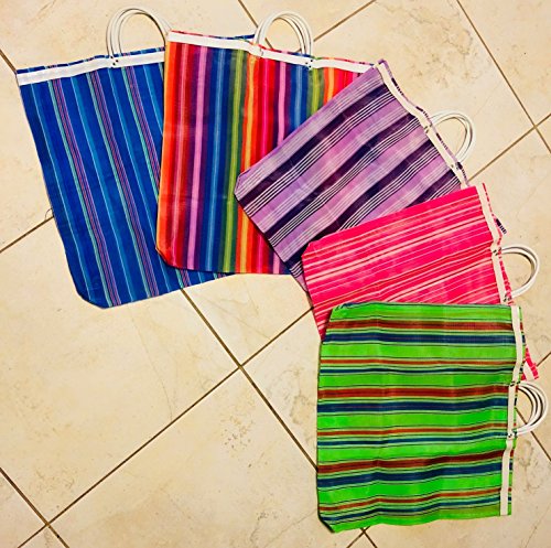 Medium Striped Mesh Bag Market Tote Mexico 18" X 18"000941 #TOP3